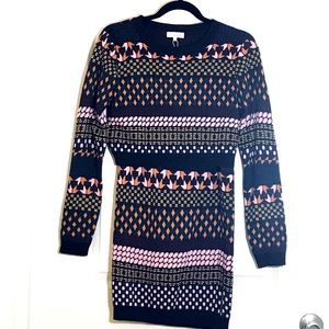 NWOT Renamed 2-Piece Sweater Skirt Set - Long Sleeve - Graphic Print - Women L